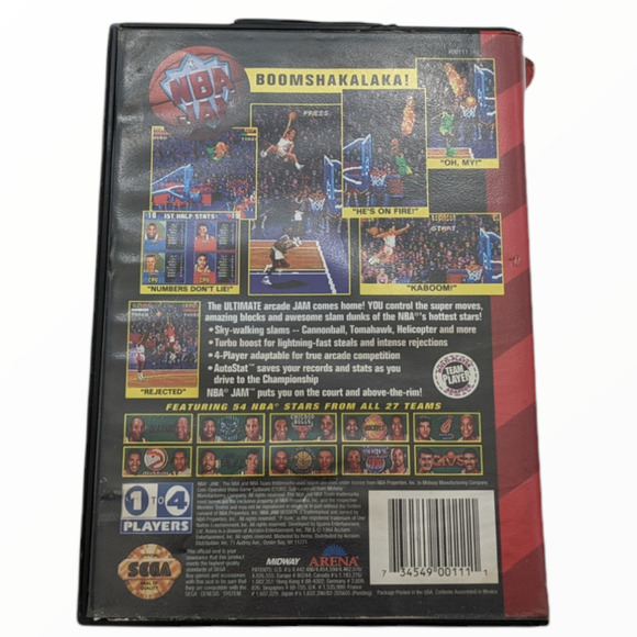 NBA Jam Sega Genesis Case, Cover, Game (Arena Entertainment, 1994) Tested Works - Picture 6 of 7